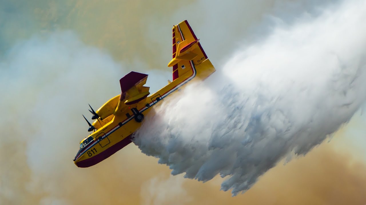 Spectacular Canadair CL-415 Water Bomber Operations in Firefighting Compilation