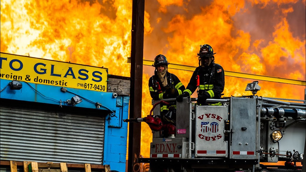 Bronx Pallet Yard Fire with Explosions and 50ft Flames