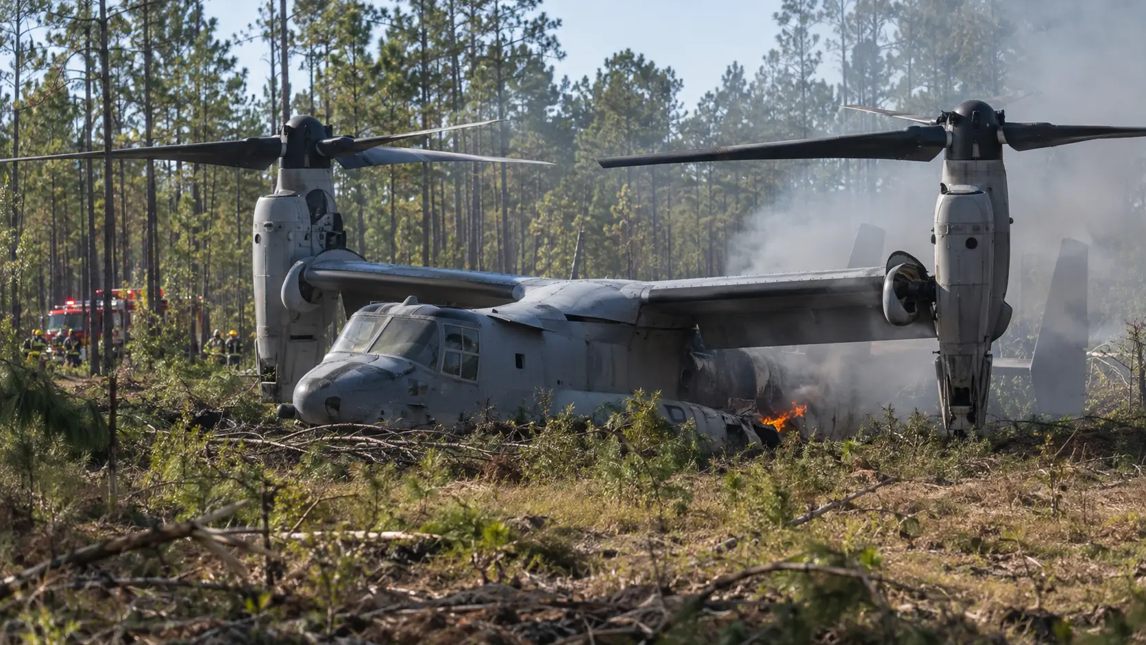 Bladen County Military Aircraft Fire: MV-22B Osprey Burns After Hard Landing in North Carolina