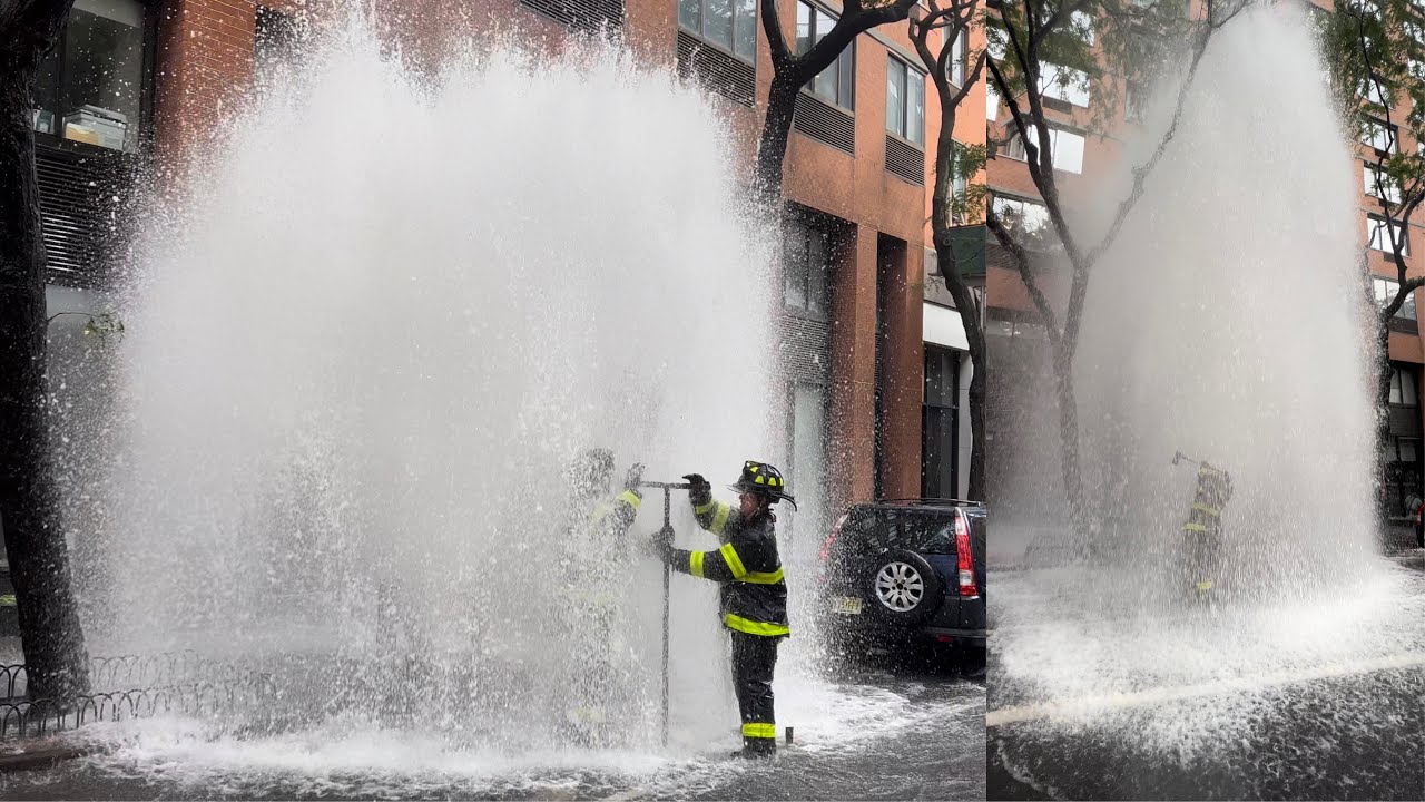 Firefighting video: FDNY Engine 22 Controls a High-Pressure Hydrant Blowout During Fireground Operations