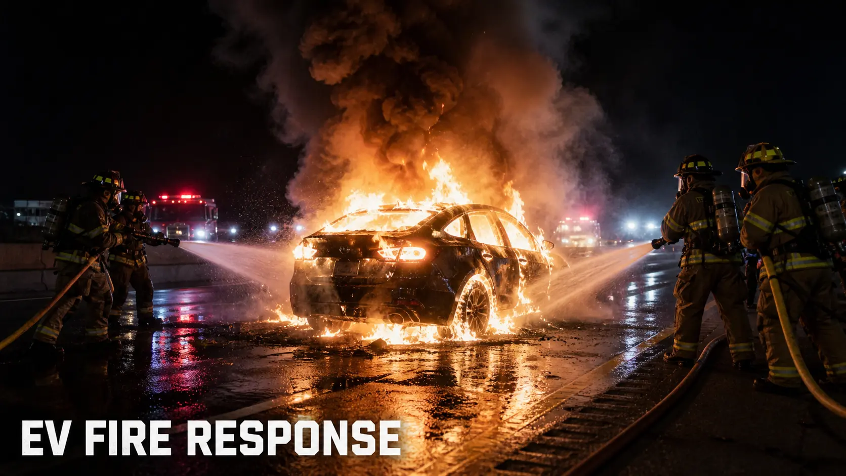 Electric Vehicle Fire Response Guide: Lithium Battery Hazards, Suppression & Scene Safety