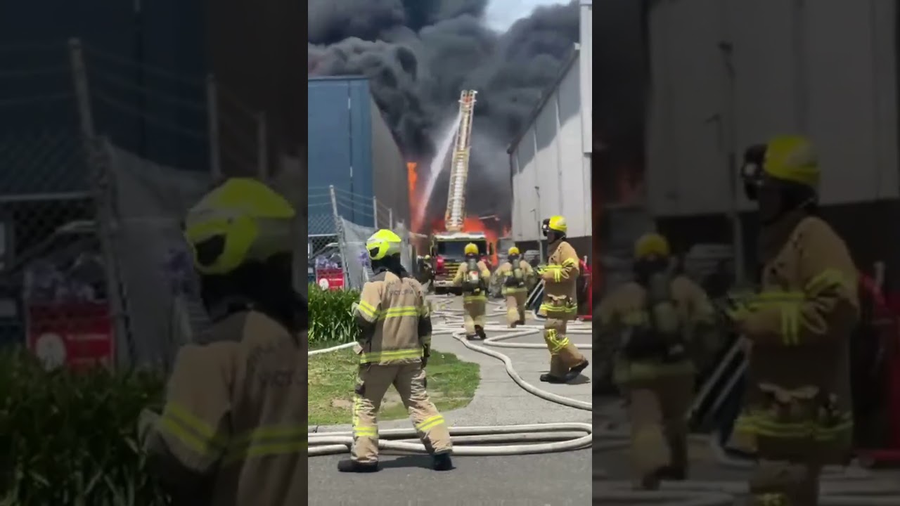 Factory Explosion Fireball Nearly Engulfs Firefighters in Melbourne Incident