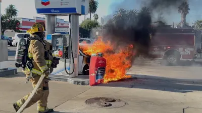 LAFD Responds to Auto Fire at Gas Station