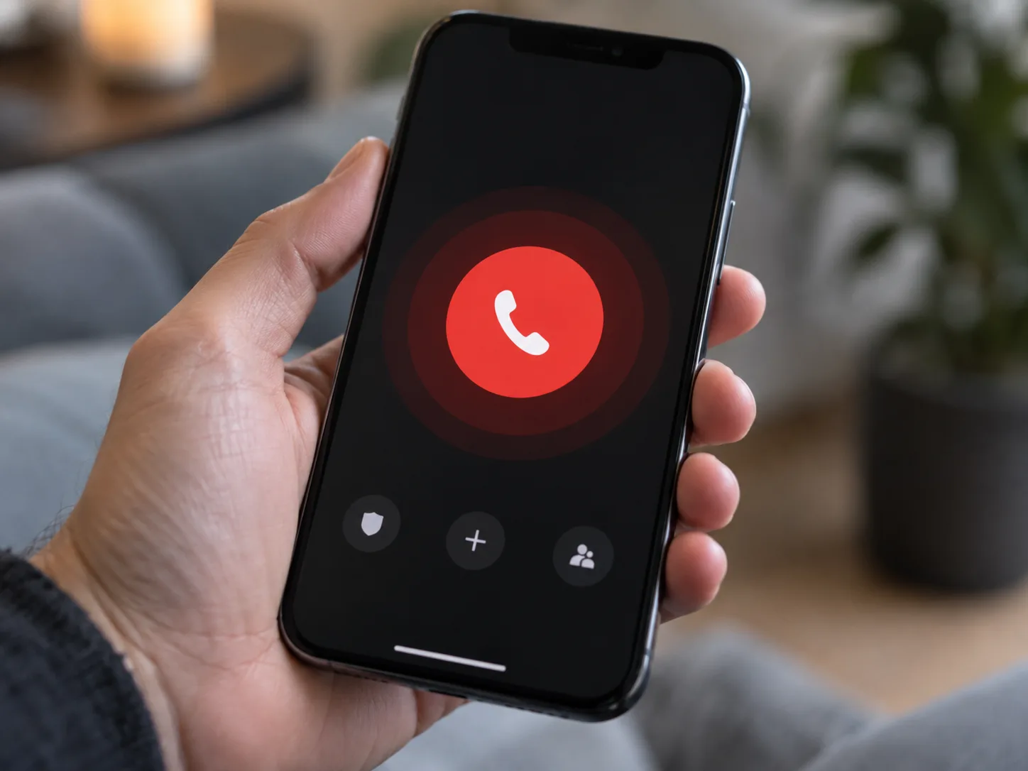 A modern smartphone displaying an emergency call screen with large call button